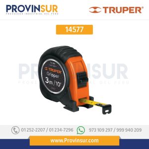 Flexómetro 3 m Truper Gripper, contra impacto, cinta 13 mm 14577
