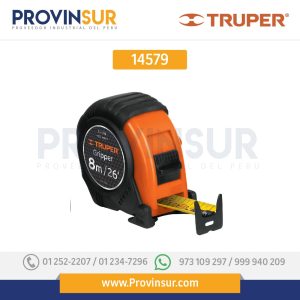 Flexómetro 8 m Truper Gripper, contra impacto, cinta 25 mm 14579