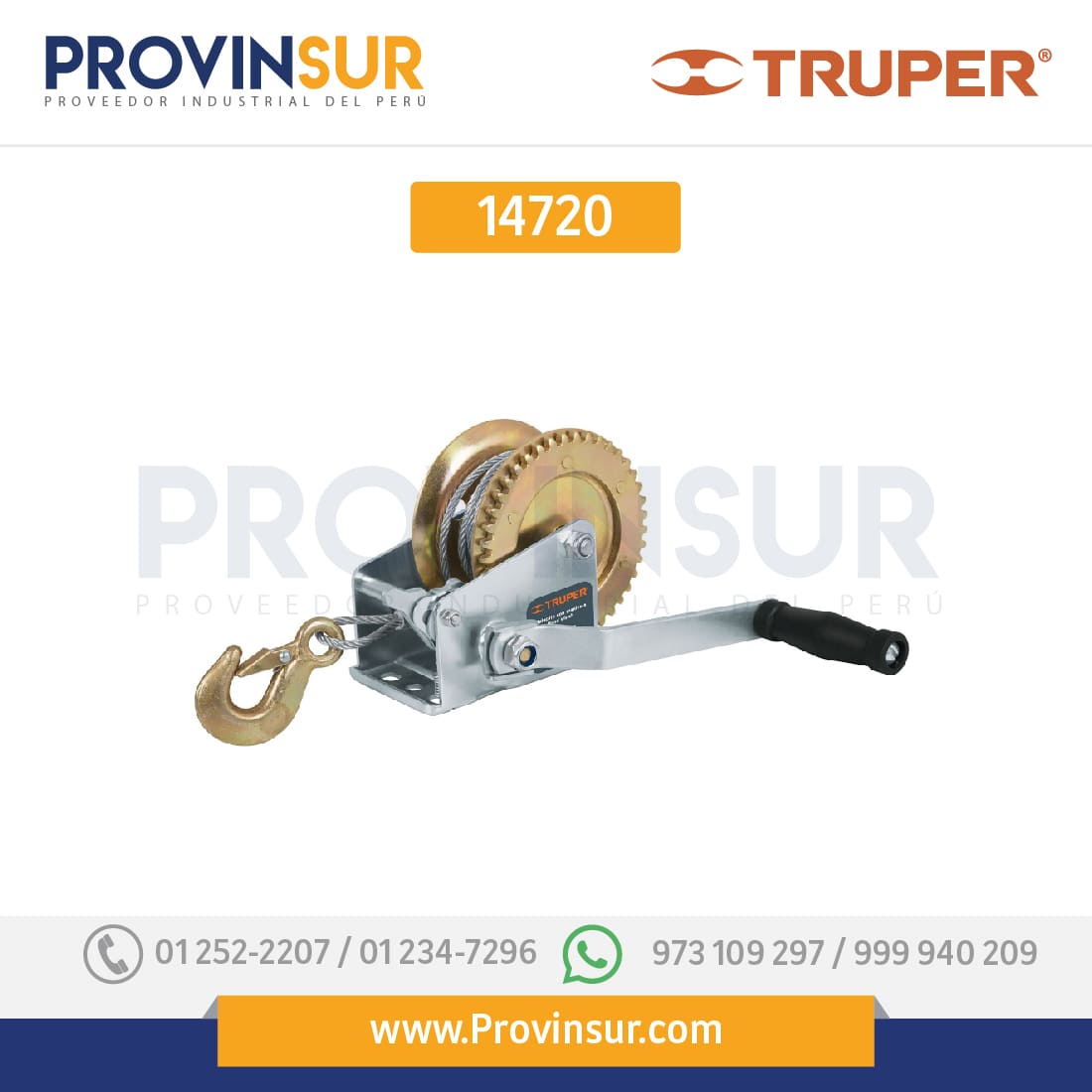 Malacate con manivela 650 kg con cable 14720 Truper 1 Malacate con manivela 650 kg con cable 14720 Truper