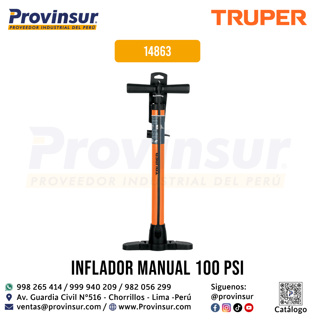Bomba manual para inflar 100 PSI 14863 Truper 6 Bomba manual para inflar 100 PSI 14863 Truper