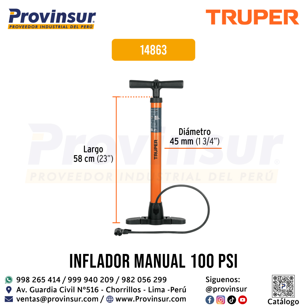 Bomba manual para inflar 100 PSI 14863 Truper 2 Bomba manual para inflar 100 PSI 14863 Truper