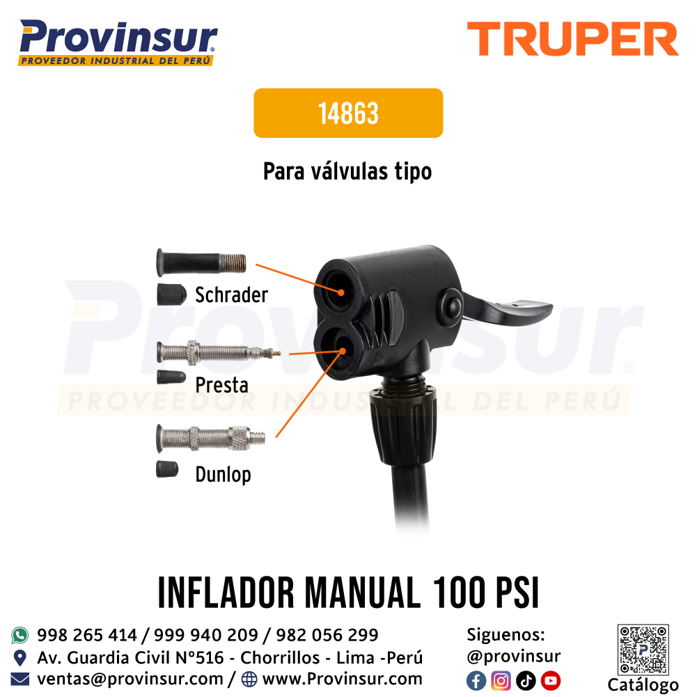 Bomba manual para inflar 100 PSI 14863 Truper 4 Bomba manual para inflar 100 PSI 14863 Truper