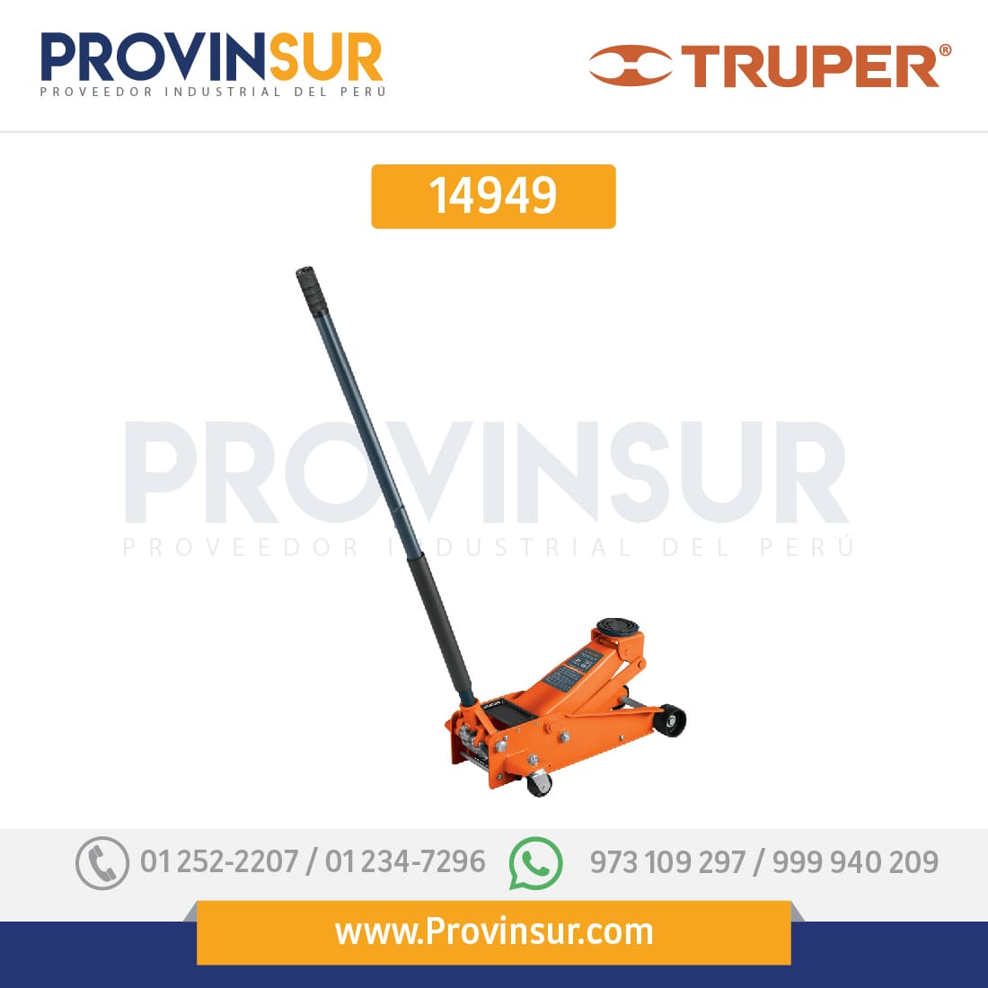 Gato hidráulico profesional de patín, 3ton, elevación rápida 14949 Truper 1 Gato hidráulico profesional de patín, 3ton, elevación rápida 14949 Truper