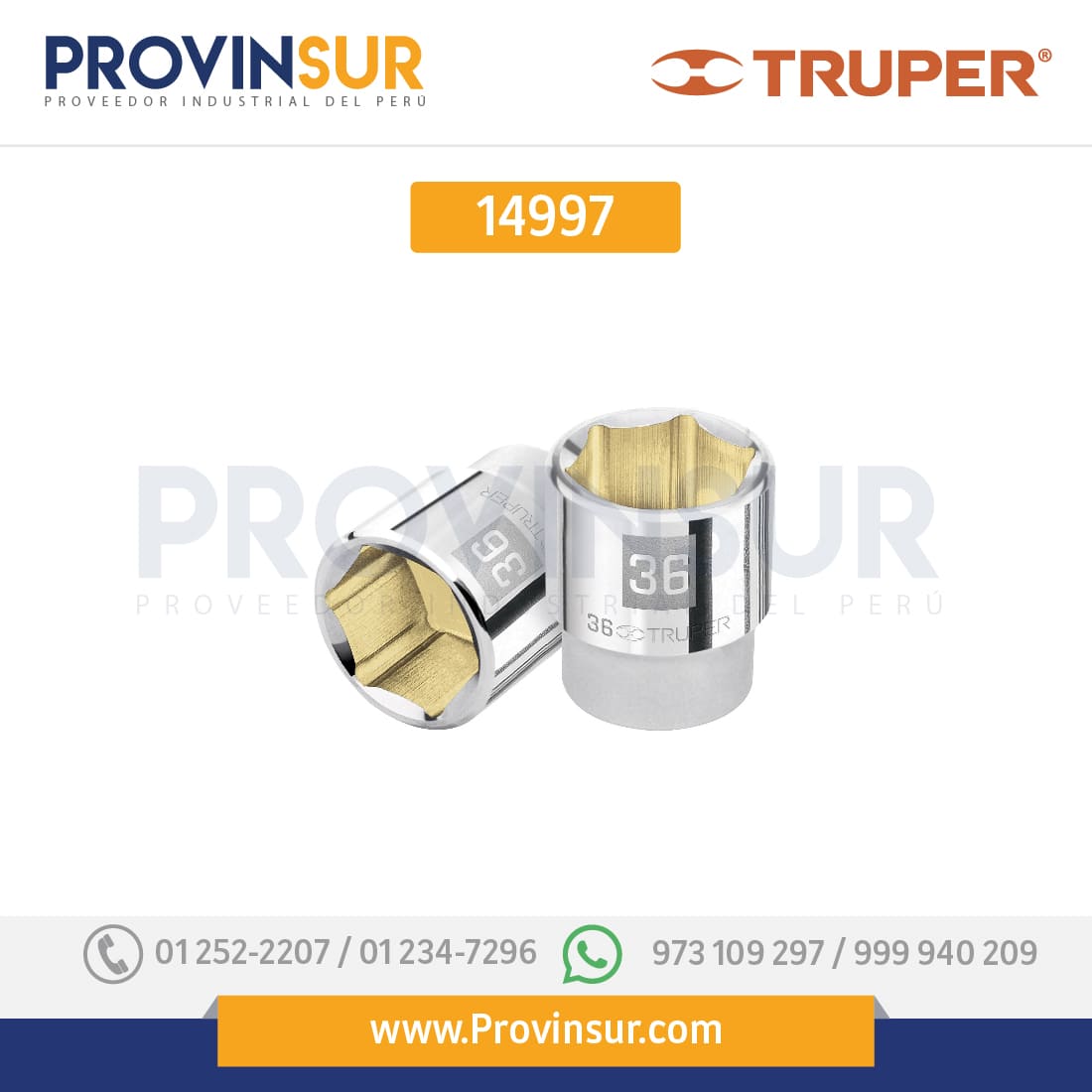 Dado de 6 puntas, cuadro 3/4" de 50mm 14997 Truper 1 Dado de 6 puntas, cuadro 3/4" de 50mm 14997 Truper