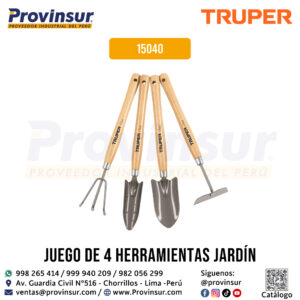 Juego de 4 herramientas para jardín con mango de 12-1/4'' 15040 Truper