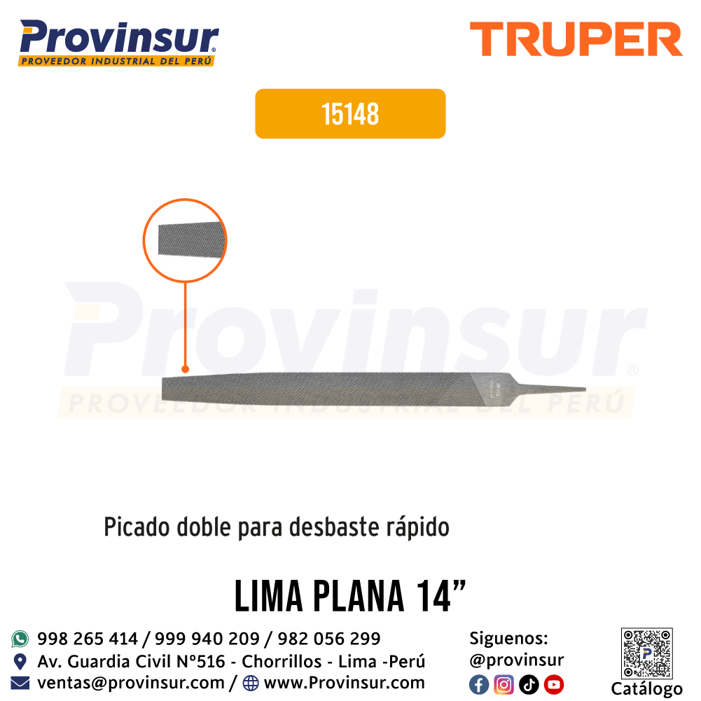 Lima plana bastarda 14'' 15148 Truper 3 Lima plana bastarda 14'' 15148 Truper