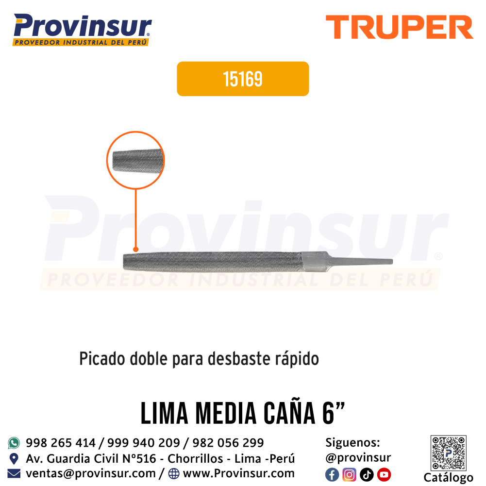 Lima media caña bastarda 6'' 15169 Truper 3 Lima media caña bastarda 6'' 15169 Truper