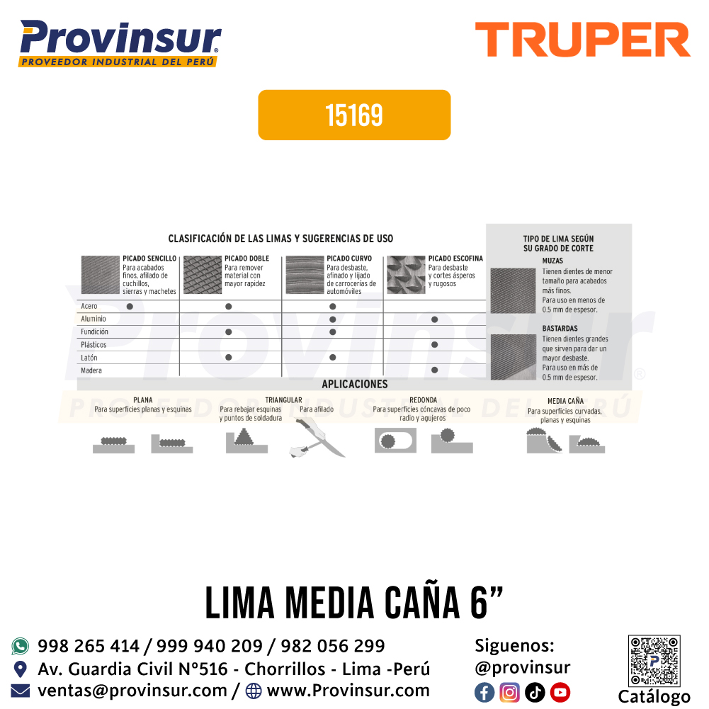 Lima media caña bastarda 6'' 15169 Truper 4 Lima media caña bastarda 6'' 15169 Truper