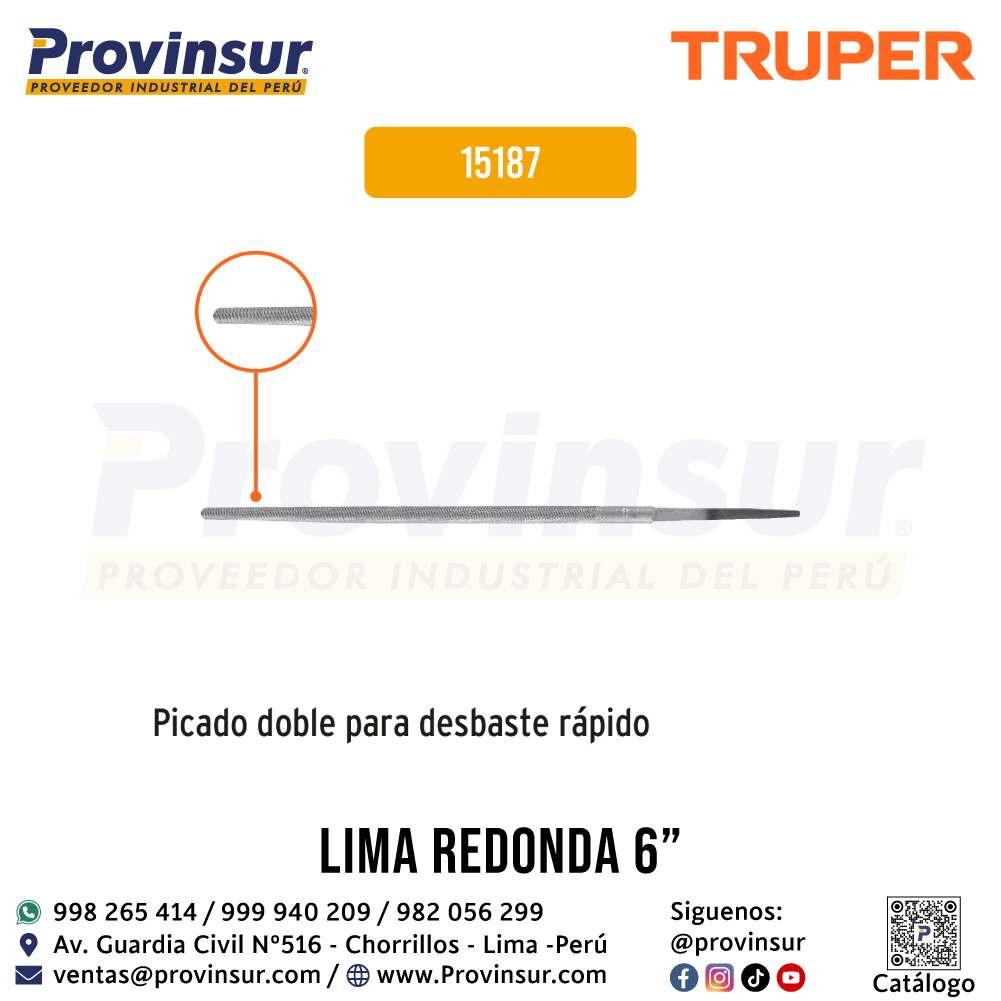 Lima redonda bastarda 6'' 15187 Truper 3 Lima redonda bastarda 6'' 15187 Truper