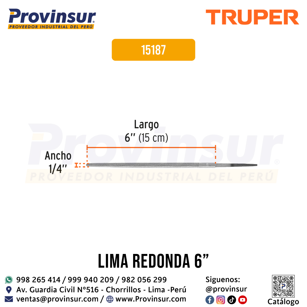 Lima redonda bastarda 6'' 15187 Truper 2 Lima redonda bastarda 6'' 15187 Truper