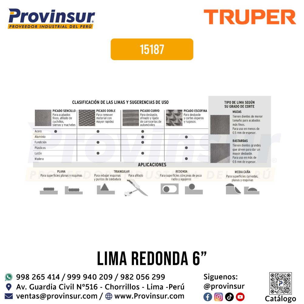 Lima redonda bastarda 6'' 15187 Truper 4 Lima redonda bastarda 6'' 15187 Truper