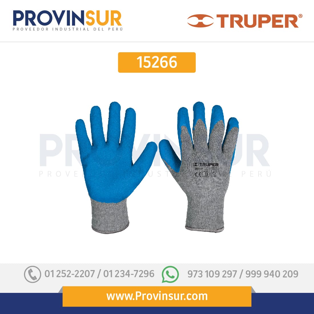 Guantes de poliéster recubiertos de látex, medianos 15266 Truper 1 Guantes de poliéster recubiertos de látex, medianos 15266 Truper