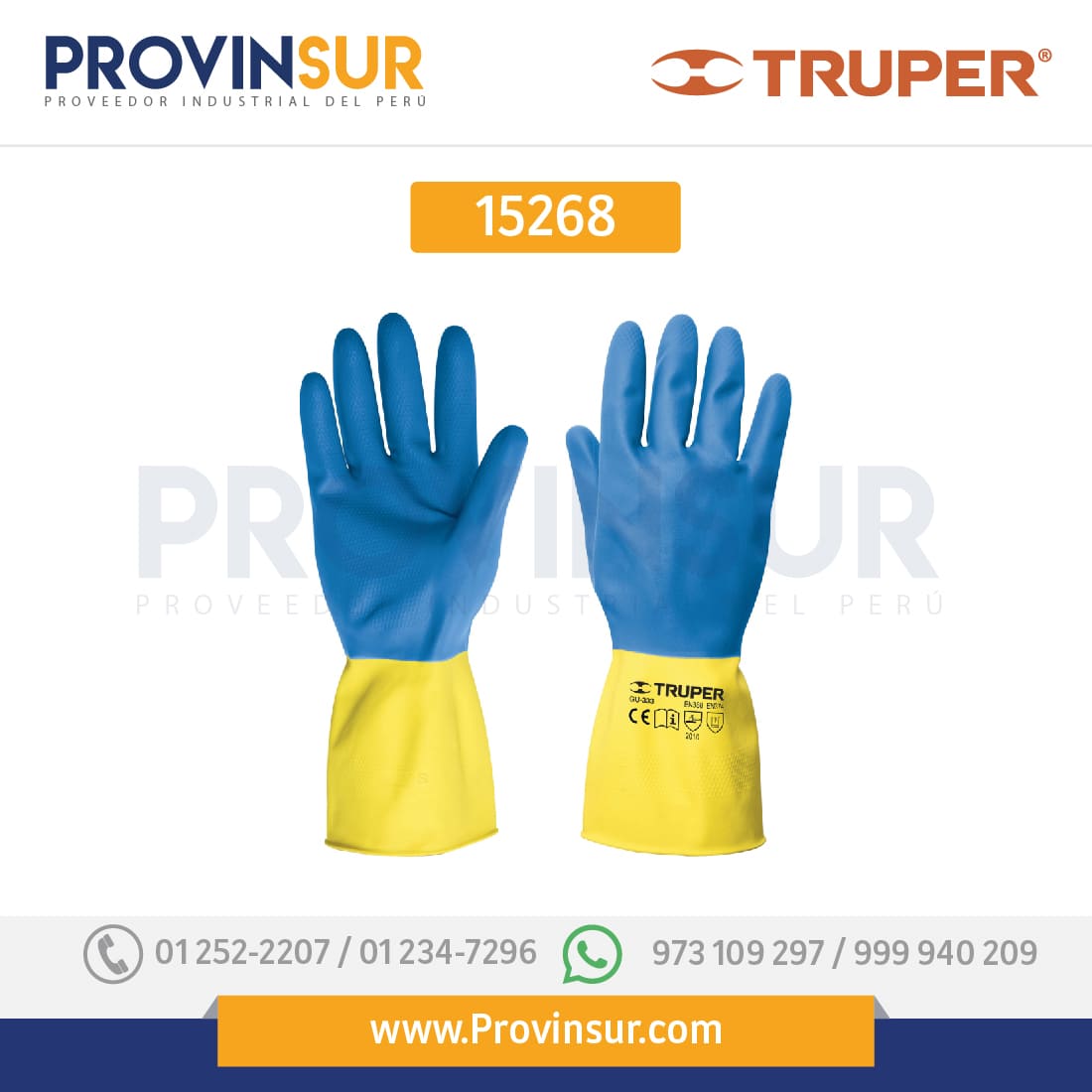 Guantes de látex reforzados para limpieza, medianos 15268 Truper 1 Guantes de látex reforzados para limpieza, medianos 15268 Truper