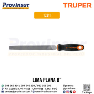 Lima plana bastarda 8'' con mango doble inyección 15311 Truper