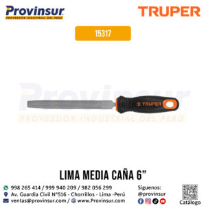Lima de media caña bastarda 6'' con mango doble inyección 15317 Truper
