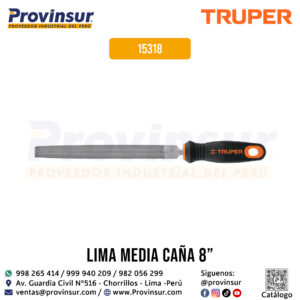 Lima media caña bastarda 8'' con mango doble inyección 15318 Truper
