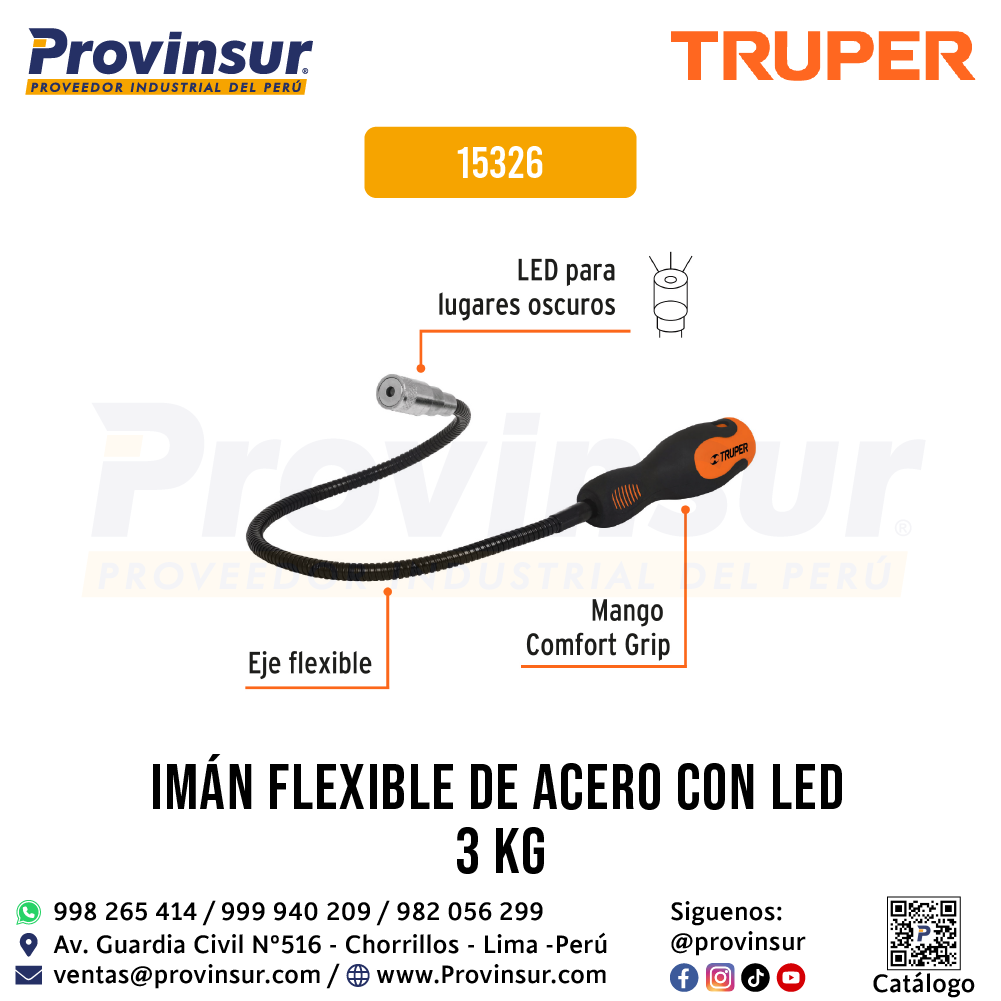 Imán flexible de acero con LED 3kg 15326 Truper 2 Imán flexible de acero con LED 3kg 15326 Truper