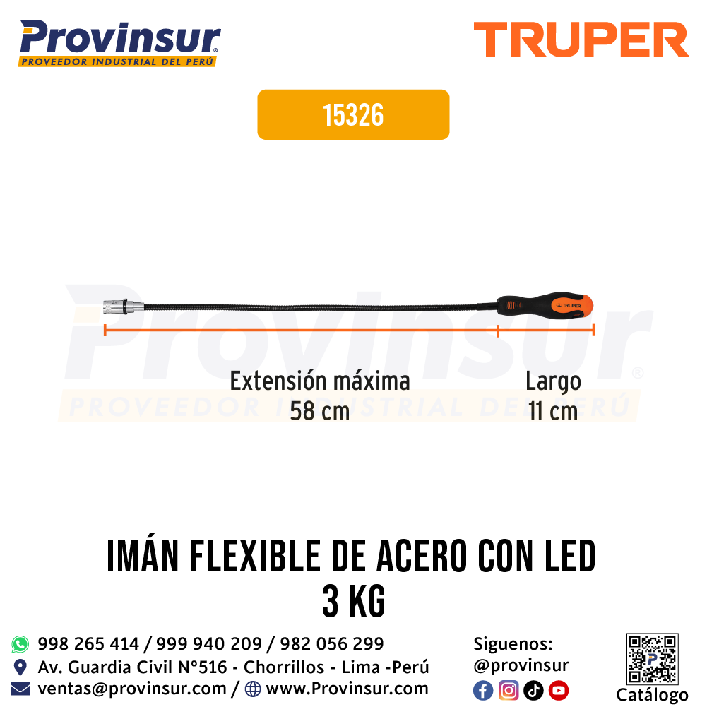 Imán flexible de acero con LED 3kg 15326 Truper 3 Imán flexible de acero con LED 3kg 15326 Truper