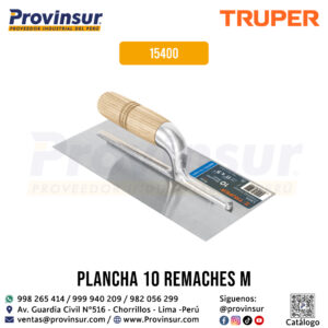 Llana 11'' canto recto 10 remaches mango de madera 15400 Truper