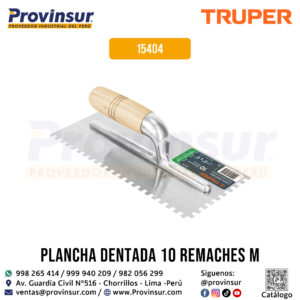 Plancha de empastar dentada 11'' con 10 remaches y mango de madera 15404