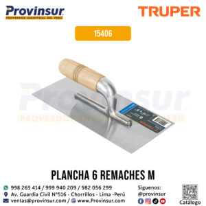 Plancha de empastar lisa 11'' con 10 remaches y mango de madera 15400 Truper