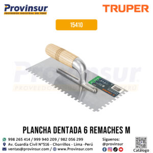 Plancha de empastar dentada 11'' con 6 remaches y mando de madera 15410 Truper