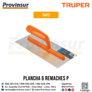 Plancha de empastar lisa 11'' de 6 remaches con mango de plástico 15412