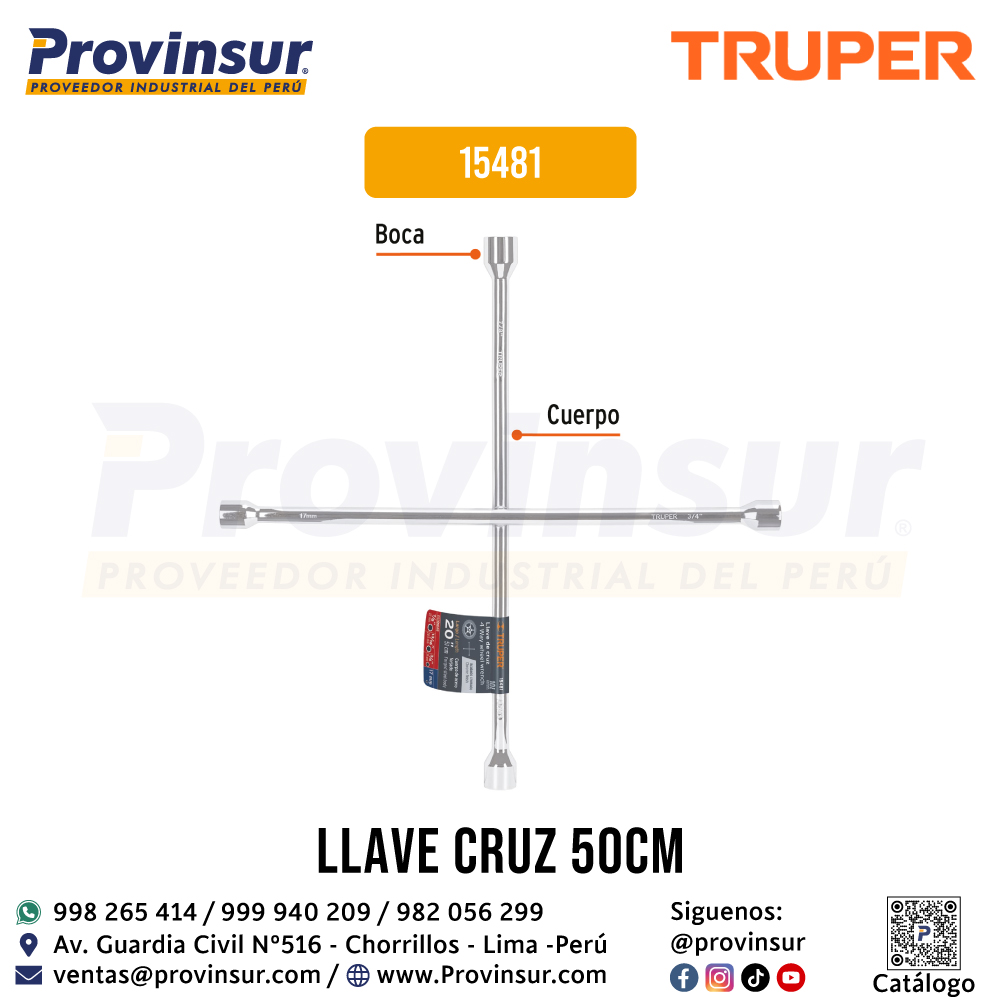 Llave de cruz para auto 50 cm 15481 Truper 2 Llave de cruz para auto 20 pulgadas 15481 Truper