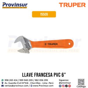 Llave francesca ajustable 6'' cromada con mango de PVC 15509 Truper