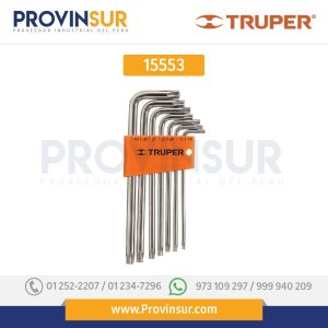 Juego de 7 llaves torx largas con organizador 15553 Truper