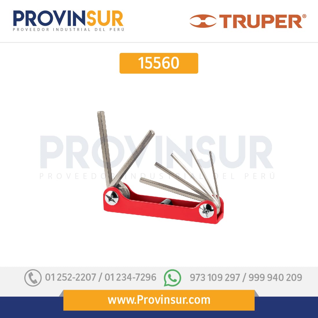 Juego 7 llaves Allen standard tipo navaja, cuerpo de lámina 15560 Truper 1 Juego 7 llaves Allen standard tipo navaja, cuerpo de lámina 15560 Truper