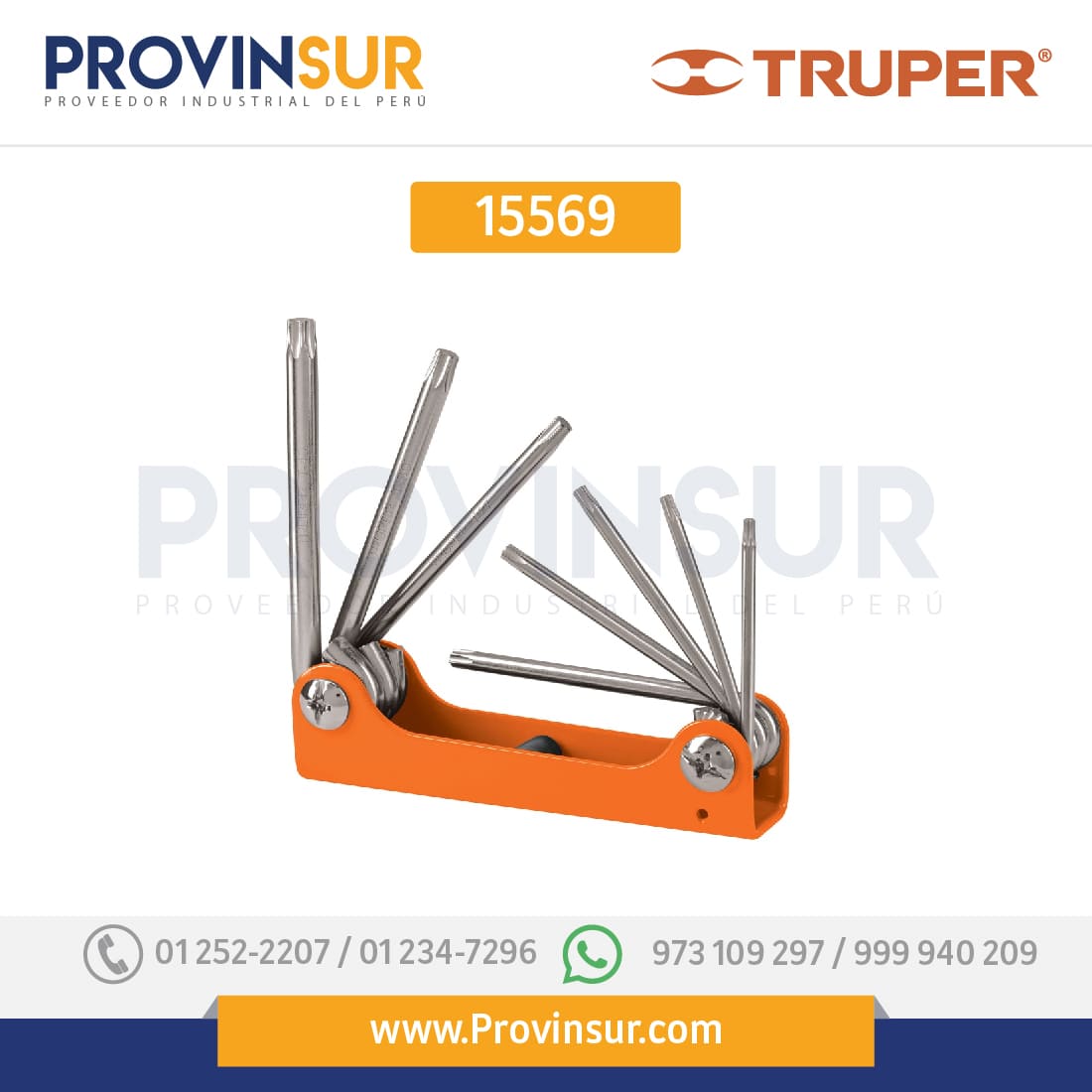 Juego de 8 llaves torx tipo navaja, cuerpo de lámina 15569 Truper 1 Juego de 8 llaves torx tipo navaja, cuerpo de lámina 15569 Truper