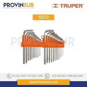 Juego 25 llaves allen largas std y mm punta bola, organizador 15572 Truper