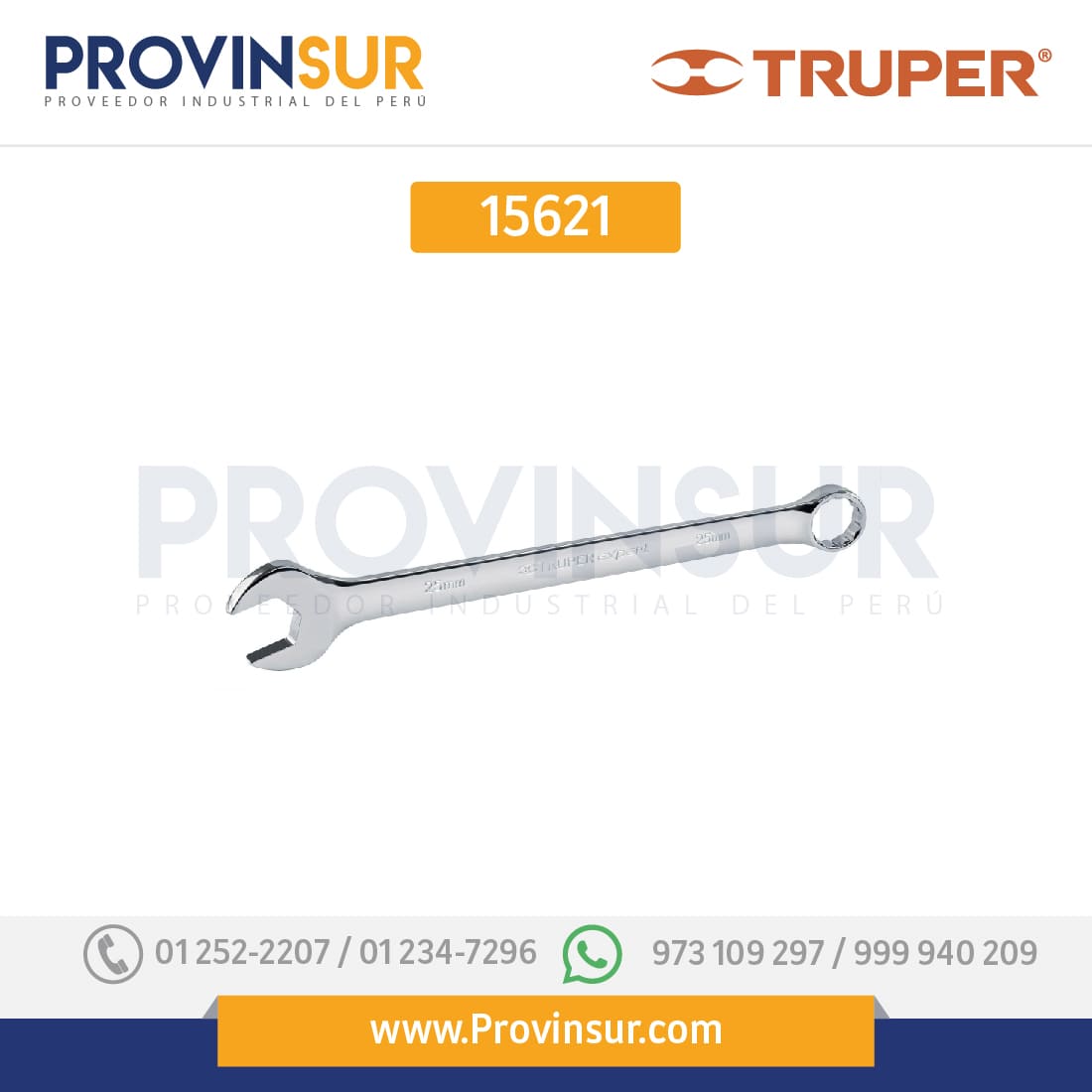Llave combinada, extralarga, milimétrica, 17 x 259 mm 15621 Truper 1 Llave combinada, extralarga, milimétrica, 17 x 259 mm 15621 Truper