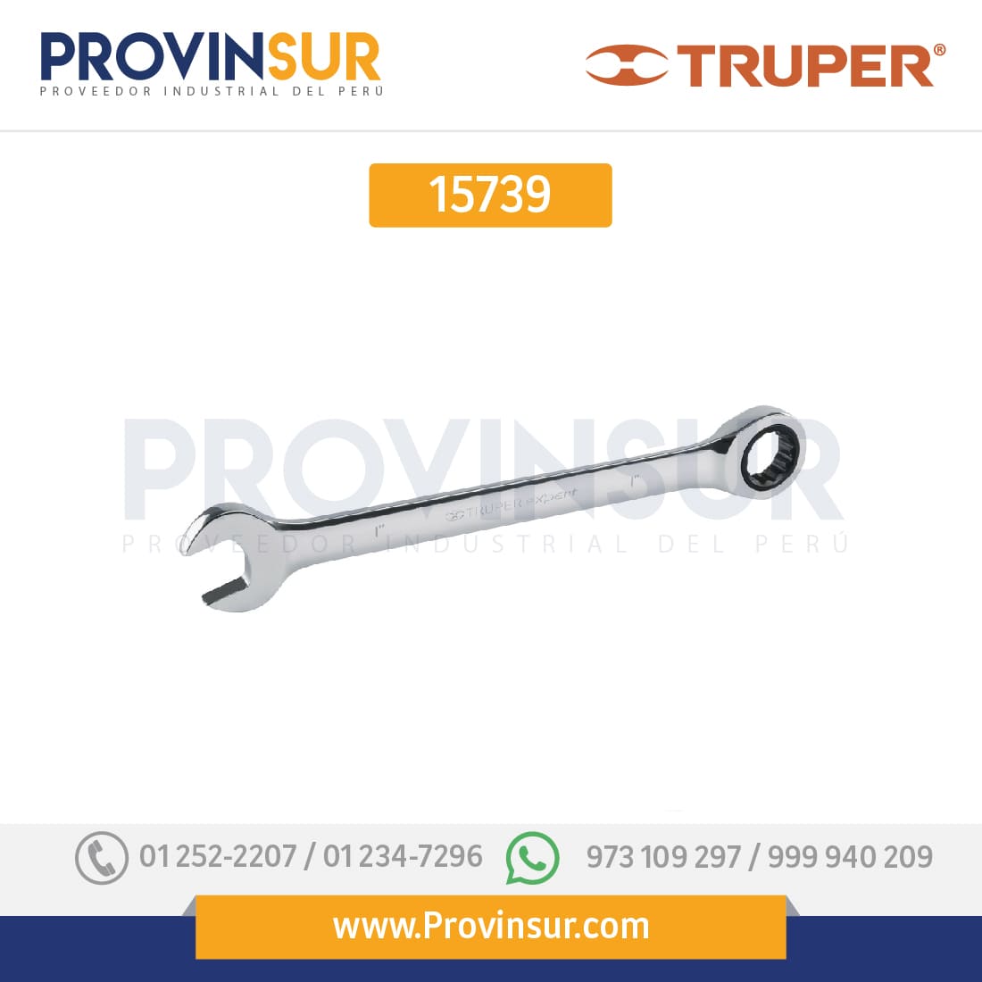 Llave combinada con matraca, 9/16" x 185 mm, Truper Expert 15739 Truper 1 Llave combinada con matraca, 9/16" x 185 mm, Truper Expert 15739 Truper