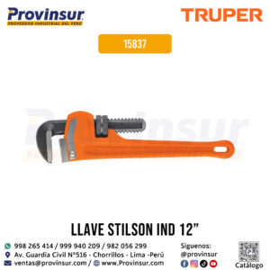 Llave para tubo Stilson 12'' cuerpo robusto de hierro dúctil 15837 Truper