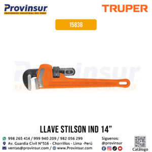 Llave para tubo Stilson 14'' cuerpo robusto de hierro dúctil 15838 Truper