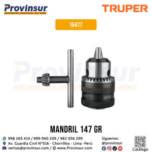 Broquero 3/8'' con llave y cuerpo moleteado 16477 Truper