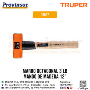 Comba octagonal 3lb con mango de madera de 12'' 16507 Truper