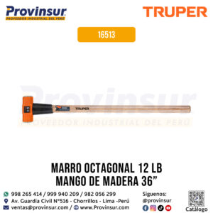 Comba octagonal 12 lb con mango de madera 36'' 16513 Truper