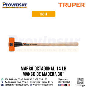 Comba octagonal 14 lb con mango de madera 36'' 16514 Truper