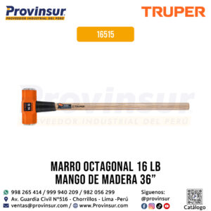 Comba octagonal 16 lb con mango de madera 36'' 16515 Truper