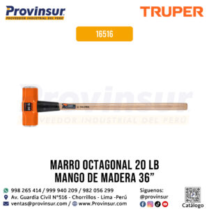 Comba octagonal 20 lb con mango de madera 36'' 16516 Truper