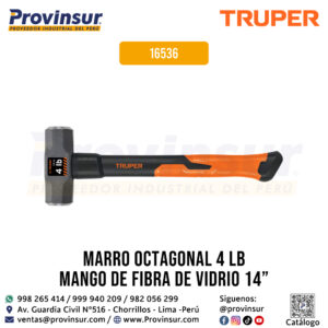 Comba octagonal 4 lb con mango de fibra de vidrio 14'' 16536 Truper