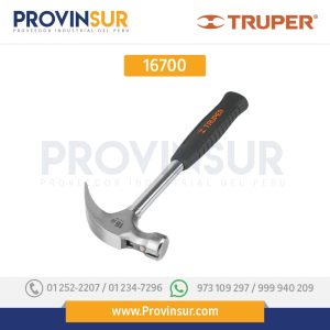 Martillo pulido 16 oz, uña curva, mango tubular con neopreno 16700 Truper