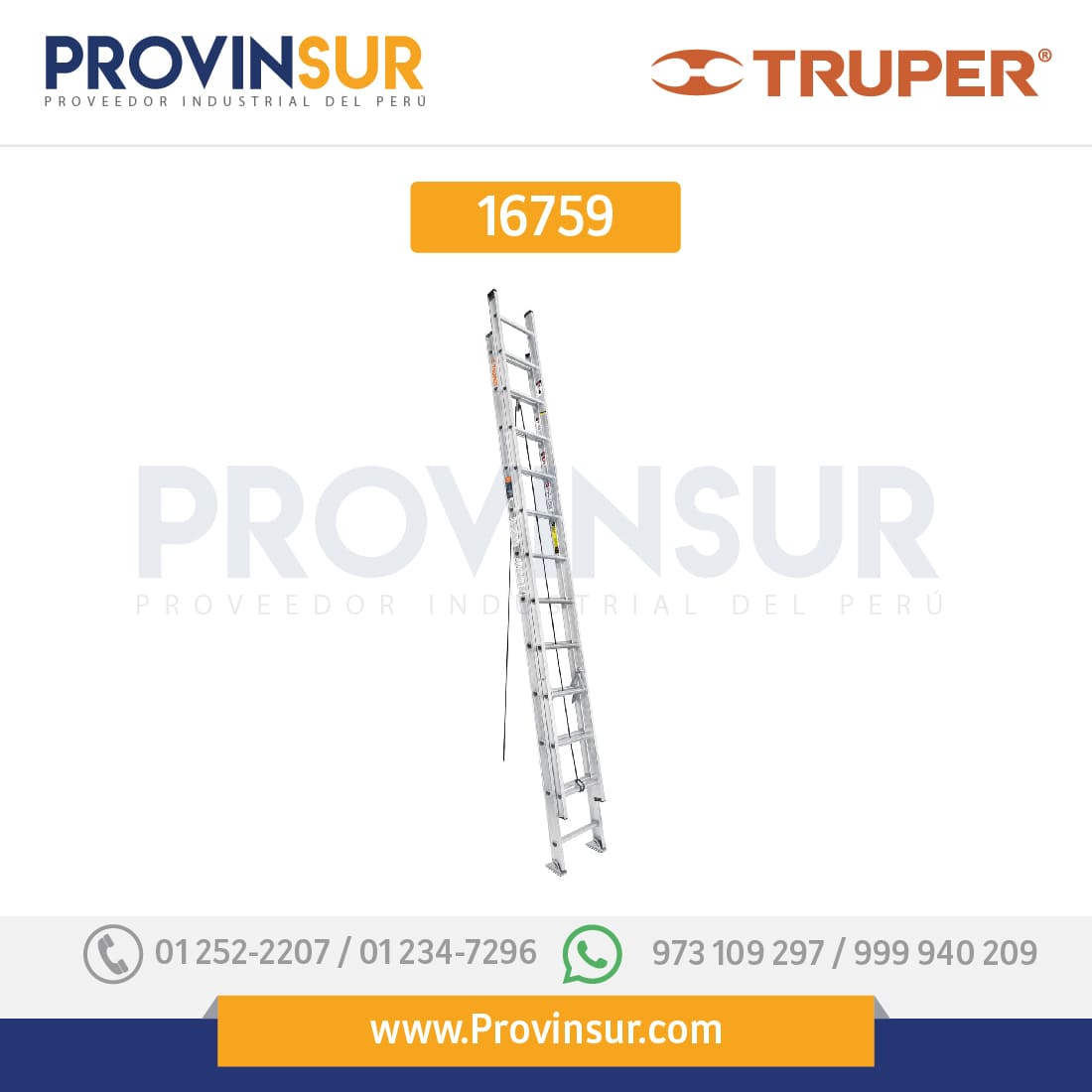 Escalera de extensión, tipo II, 24 peldaños 16759 Truper 1 Escalera de extensión, tipo II, 24 peldaños 16759 Truper