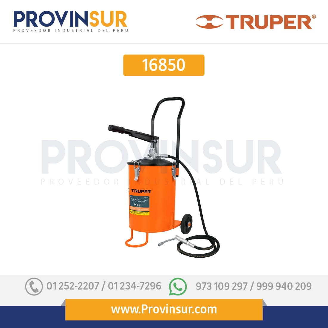 Bomba inyectora de grasa, 24 kg 16850 Truper 1 Bomba inyectora de grasa, 24 kg 16850 Truper