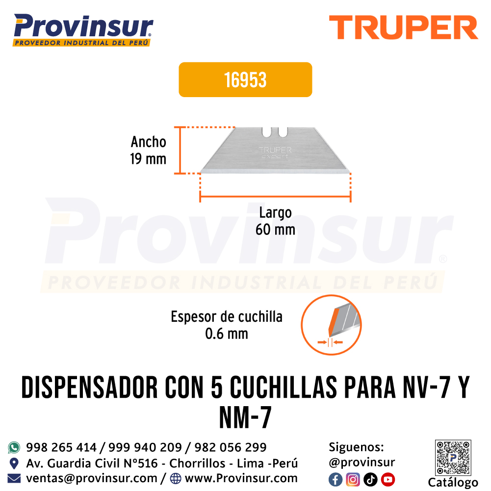Dispensador con 5 cuchillas para NV-7 y NM-7 16953 Truper 2 Dispensador con 5 cuchillas para NV-7 y NM-7 16953 Truper