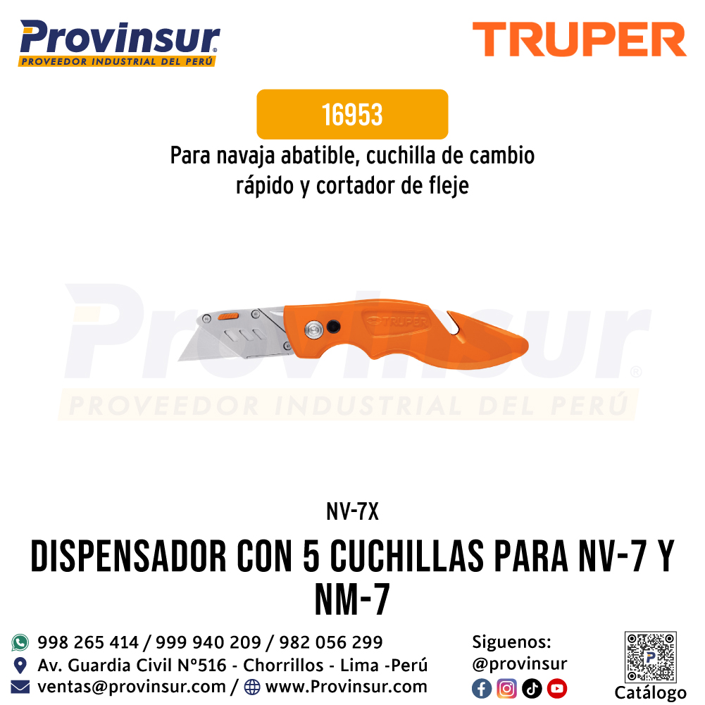 Dispensador con 5 cuchillas para NV-7 y NM-7 16953 Truper 7 Dispensador con 5 cuchillas para NV-7 y NM-7 16953 Truper