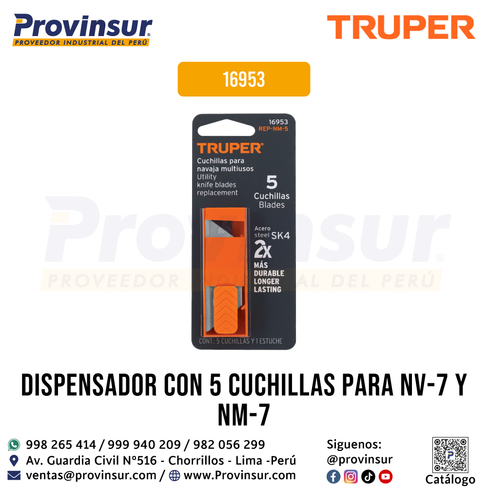 Dispensador con 5 cuchillas para NV-7 y NM-7 16953 Truper 8 Dispensador con 5 cuchillas para NV-7 y NM-7 16953 Truper